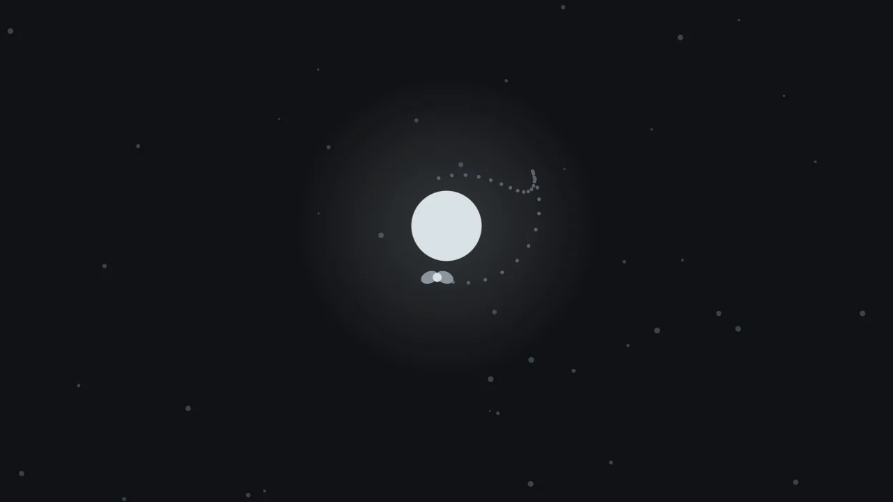 A moth at the moon: short flutters, then a sudden long flight.